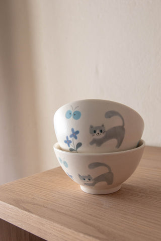 Un Studio x Ye Zi | Blue Garden Cat Rice Bowl